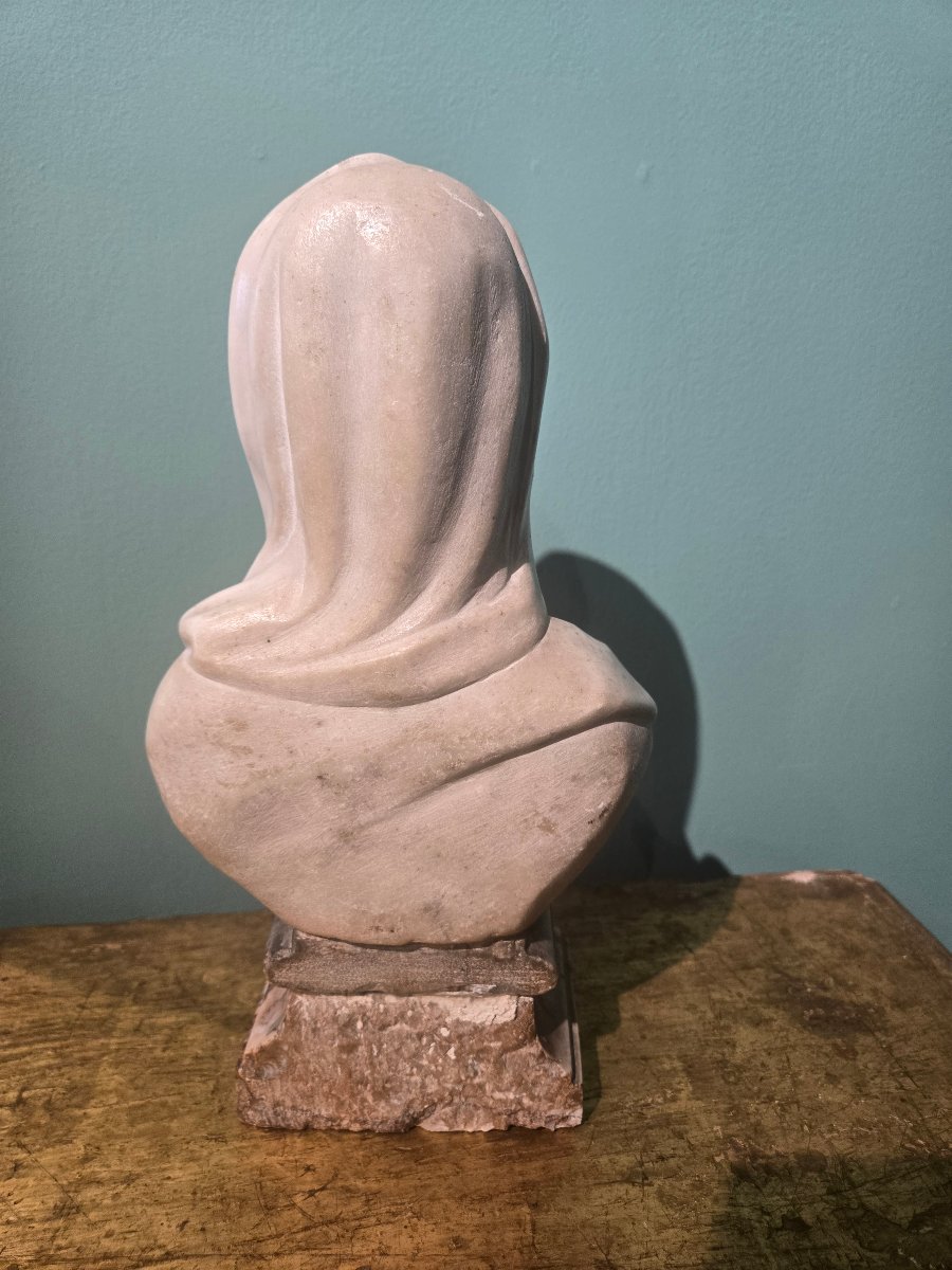 Busto in marmo, raffigurante Filosofo,  h 32 cm , fine del XVIII secolo, ottimo stato-photo-1