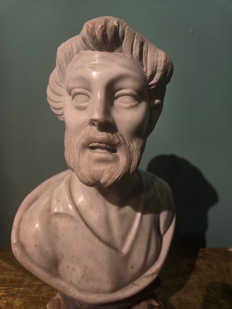 Busto in marmo , Filosofo,  h 32 cm , Fine del XVIII siecle, ottimo stato qualche mancanza