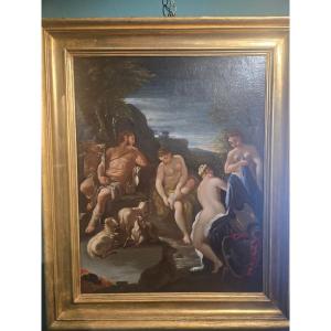 Olio su tela cm 58.5 x 74.5 Il Giudizio di Paride, Nicola Malinconico Napoli primi 700