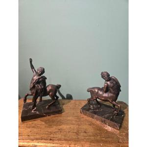 Small Pair Of Bronze Sculptures Titled
