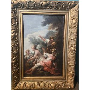 Oil On Canvas, 29 X 41 Cm, Bathsheba At Her Bath, Attributed To Francesco Conti, Florence, 18th Century. Good Condition