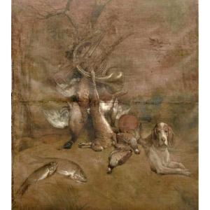 Suite Of 3 Large Painted Decors Théodore Levigne