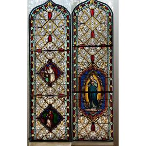 Pair Of Stained Glass Windows
