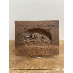 Lion Of Lucerne, Bas Relief On Wood, 19th