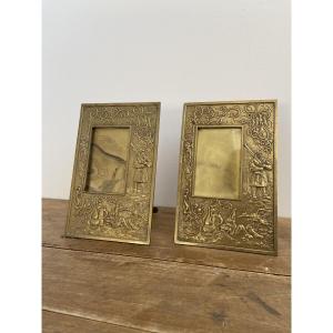 Pair Of Art Nouveau Bronze Photo Frames