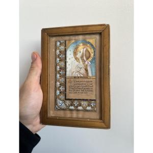 Miniature Of The Holy Virgin, Sancta Maria Virgo, Neo-gothic 19th Century