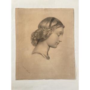 Portrait Of A Woman In The Classical Style, Late 19th-century Drawing
