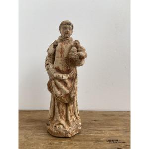 Saint Stephen, The First Martyr, 18th Century French School, Polychrome Gilded Wood