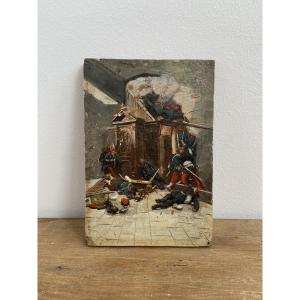 Enhanced Lithograph On Panel After Alphonse De Neuville