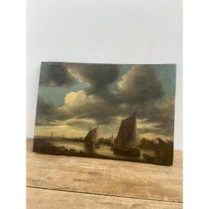 Oil On Panel: Marine, French School 19th Century