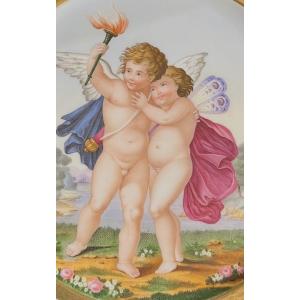 Decorative Paris Porcelain Plate – Winged Cupid Design