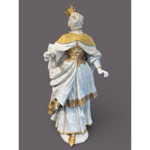 Large Alpine Baroque Altarpiece Statue – Holy Martyr In Gilded And Polychrome Carved Wood – T