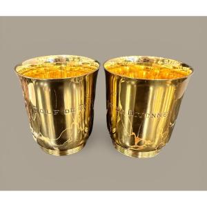 Pair Of Small Solid Silver Goblets, Puiforcat Company – Divonne Golf Course