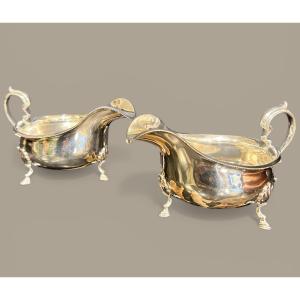 Pair Of Sterling Silver Sauce Boats - Asprey London - Birmingham - 19th Century