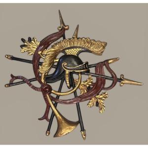 Large Carved And Polychrome Wood Mural Arms Trophy Neoclassical Style - Late 19th / Early 20th Century