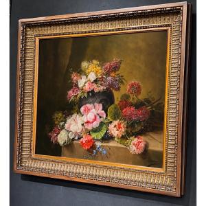 Nature Morte Aux Fleurs - Oil On Canvas Signed H. Tessier
