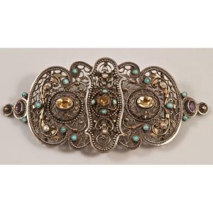 Belt Buckle Sterling Silver Semi Precious Stones