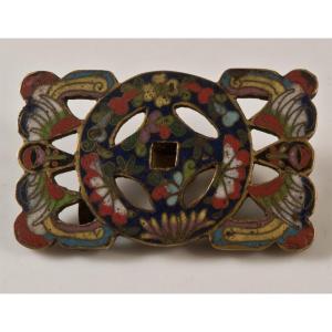 Chinese Cloisonne Belt Buckle Lot 2 Tsuba