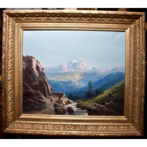 Alfred Godchaux (1835-1895): View Of The Pic Du Gard Pyrenees  / Ag 13