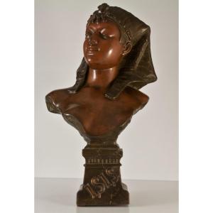 Louis Hottot (1834-1905): Goddess Isis, Metal Sculpture / Egypt