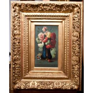Charles Frédéric Jung: Small Bouquet Of Flowers In A Vase Ag18