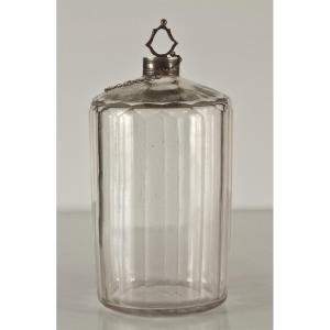 18th Century Crystal And Silver Perfume Bottle / Bottle