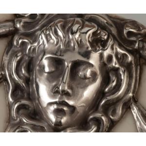 Art Nouveau Silver Photo Frame Woman's Head