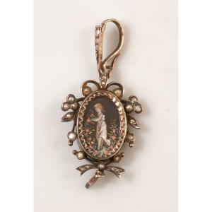 Pendant With Miniature Portrait And Opening Medallion