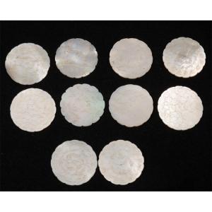 10 Asian Engraved Mother-of-pearl Gaming Tokens