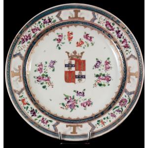 Porcelain Plate With Coat Of Arms, Compagnie Des Indes / Samson 2 Decor