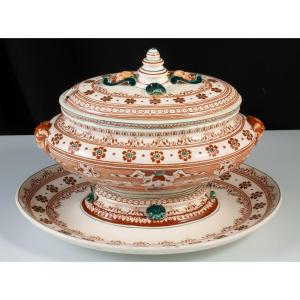 Longwy Earthenware Sauceboat, Henri II Model