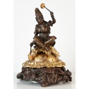 Impressive Bronze Native American Counter Bell