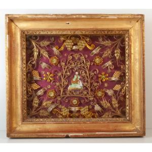 18th-century Paper Filigree Reliquary Containing 12 Relics