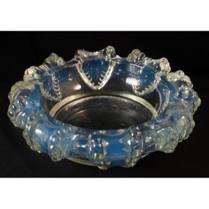 Large Att Lalique France Opalescent Glass Ashtray, Cannes Model