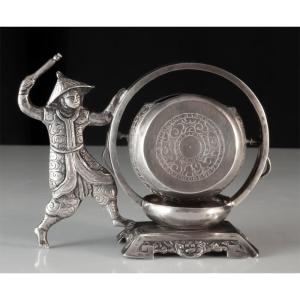 Solid Silver Asian Tea Strainer From China, Indochina, And Vietnam