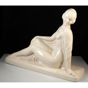 Onnaing Art Deco Ceramic Woman Made In France
