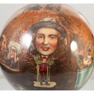 Glass Ball With English Wig Holder 19th Century