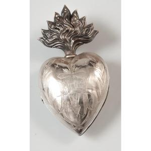 Silver Heart Of Mary / Reliquary Ex Voto
