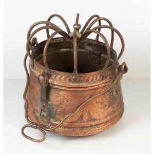 18th-century Copper Spider-shaped Bed Warmer