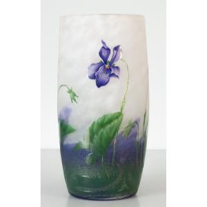 Daum Nancy Art Nouveau Vase With Violets
