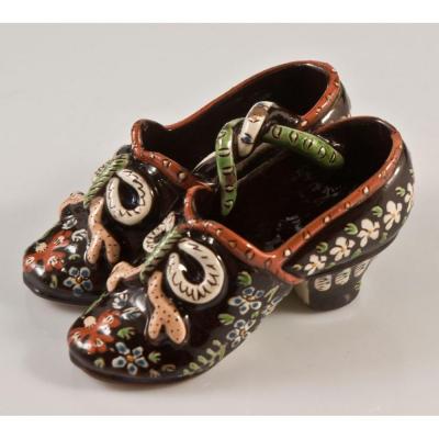 Miniature Clogs In Earthenware From Thun Switzerland