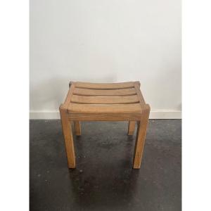 A Guillerme And Chambron Oak Stool