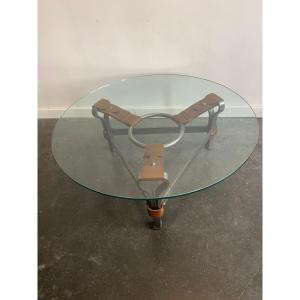 Glass And Leather Table