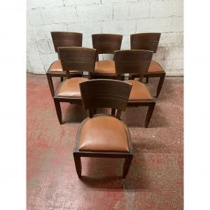 set de 6 chaises paille et chêne