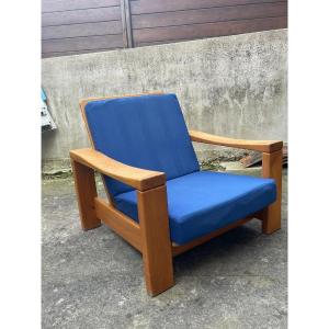 Fauteuil En Orme Circa 1980