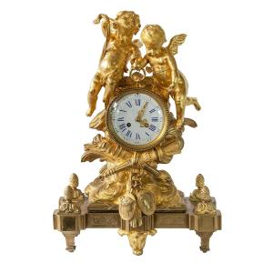 Antique Gilt Bronze Mantel Clock, France, 19th Century