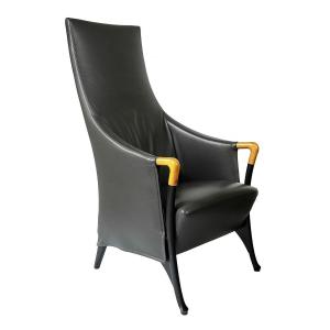 Vintage Giorgetti Progetti Leather Armchair By Umberto Asnago