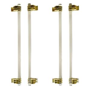 Set Of 4 Art Deco Murano Glass And Brass Door Handles