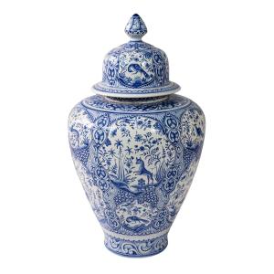 Very Large Hand Painted Portuguese Ceramic Lidded Vase/urn