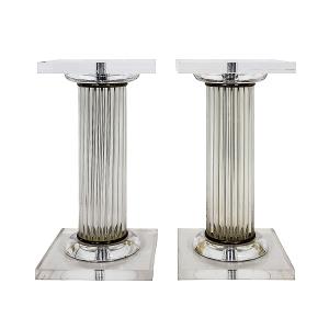 Pair Of Mid-century Italian Plexiglas Pedestals/columns/bases/legs